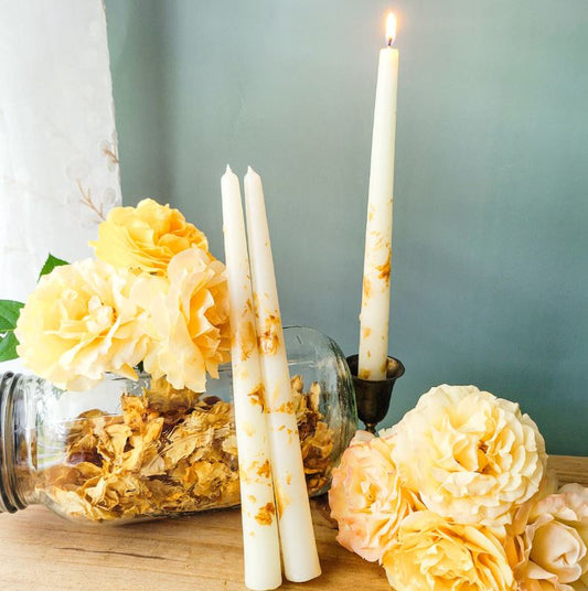 Yellow Rose Taper Candle